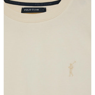 Camiseta color crudo de cuello redondo y Big Rigby Go engomado