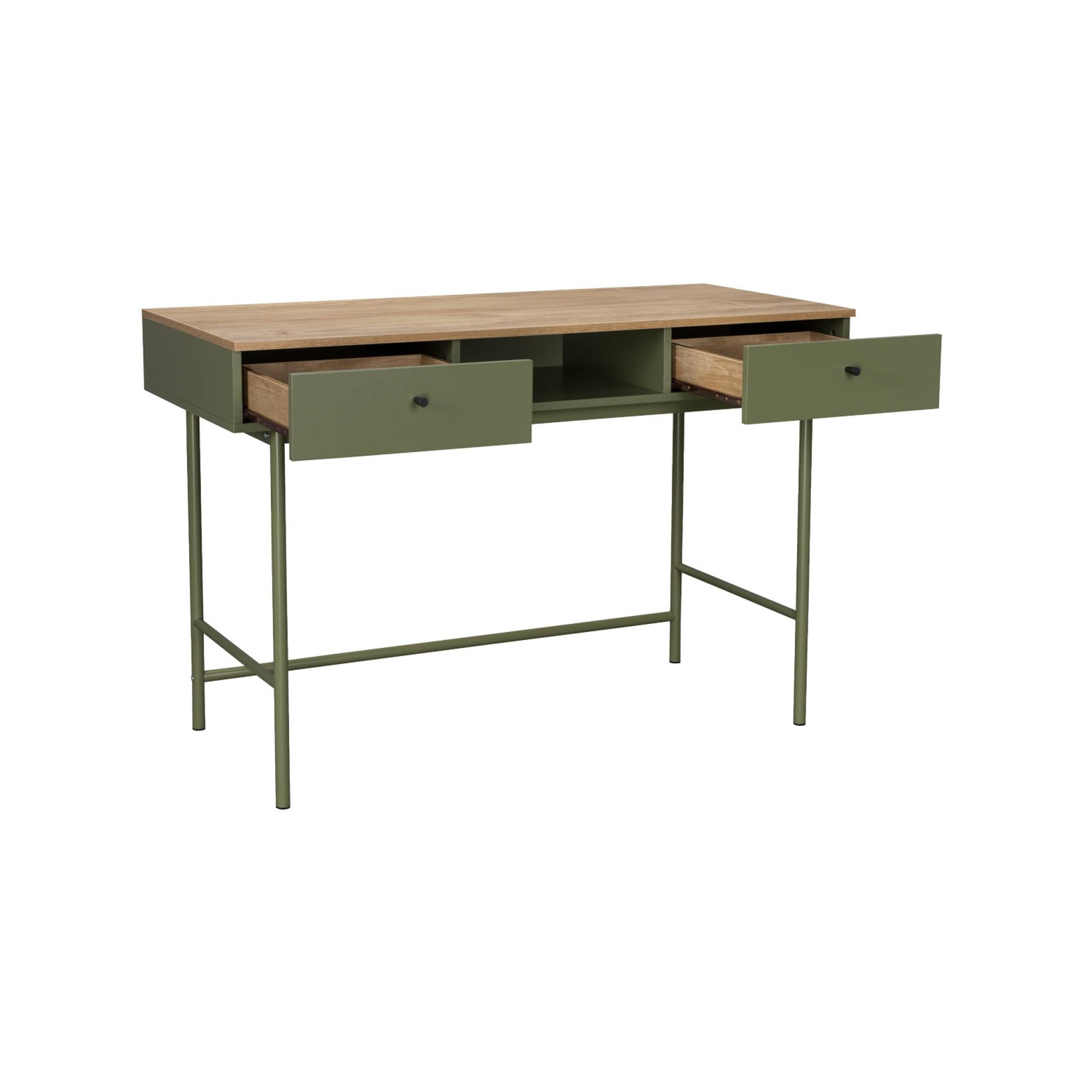 Bureau décor bois et fer 2 tiroirs 1 casier WILLIAM