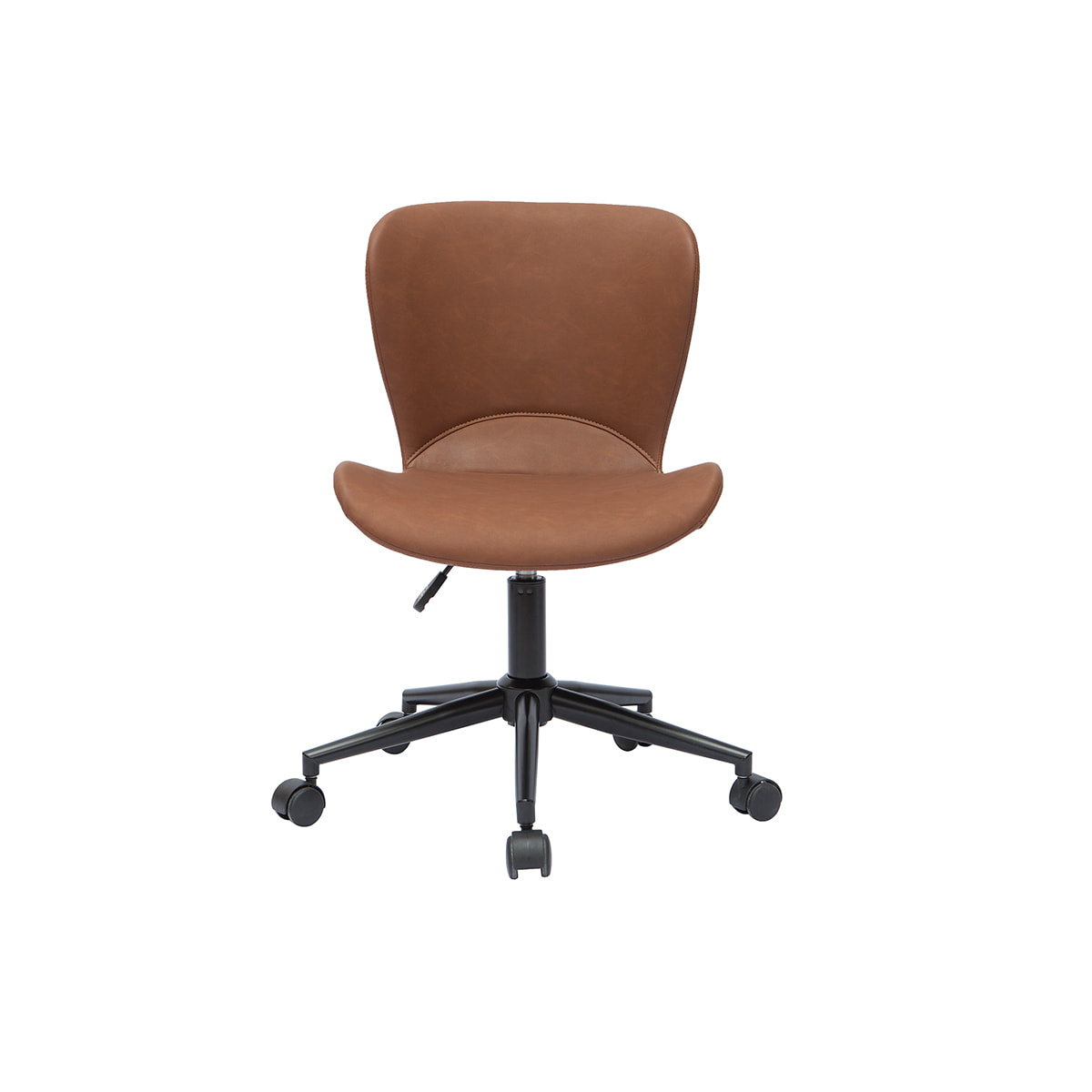Chaise de bureau à roulettes marron et métal noir JOSH