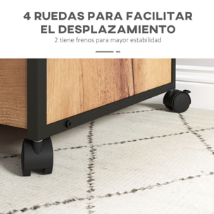 Vinsetto Cajonera de Oficina con Cerradura Armario Archivador Móvil con Ruedas 2 Cajones Barra Colgante para Tamaño Carta A4 y 2 Llaves 44x40x66,5 cm Marrón Rústico