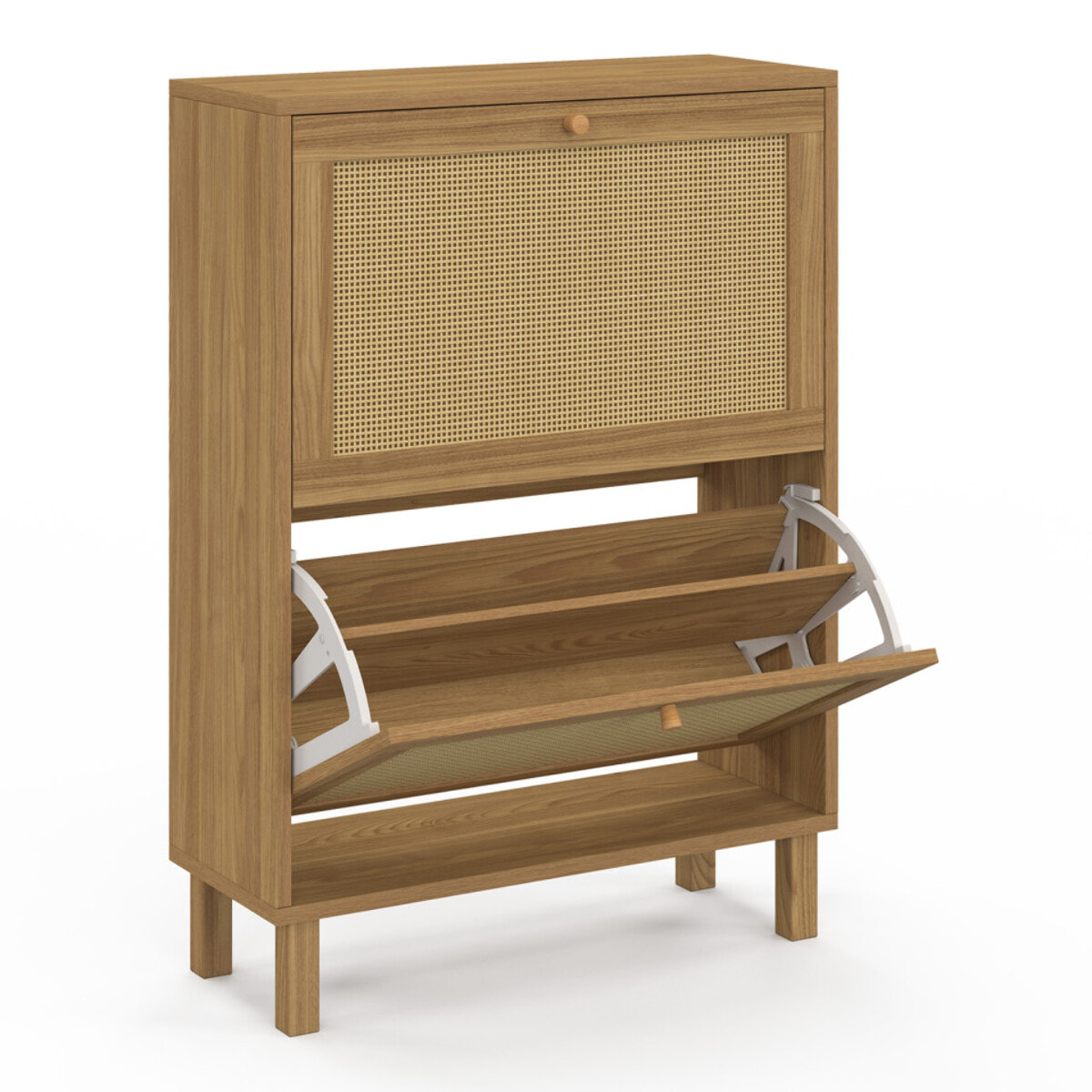 Meuble chaussures Erin 2 portes en cannage - 12 paires