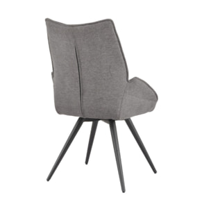 Chaise rotative 180° en tissu avec pieds évasés en métal noir - COLINE