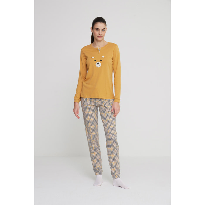 Pigiama donna bear in caldo cotone con collo due bottoni Noidinotte