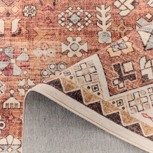 OTTOMAN - Tapis à poils courts doux à motif berbère beige