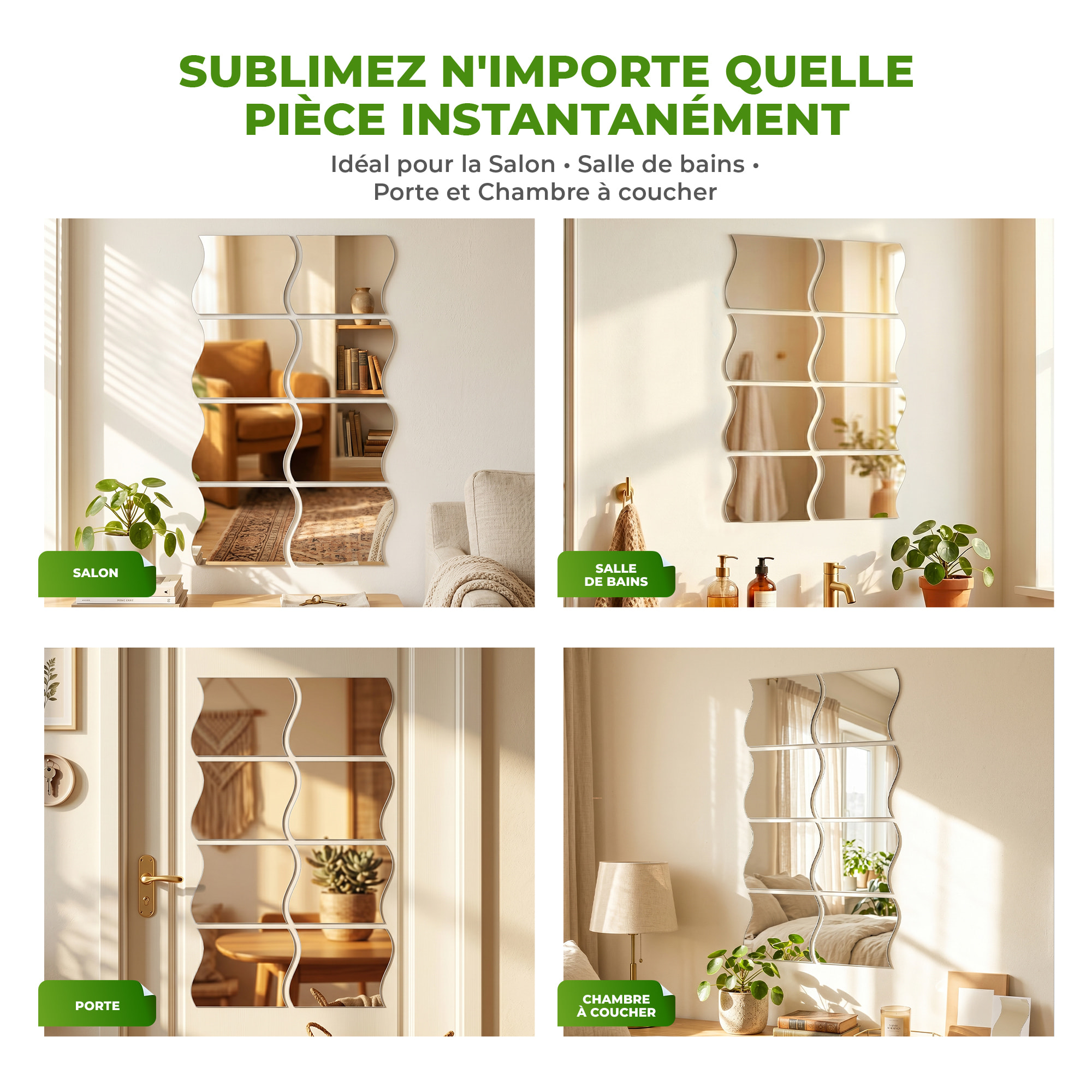 8 stickers miroirs vagues