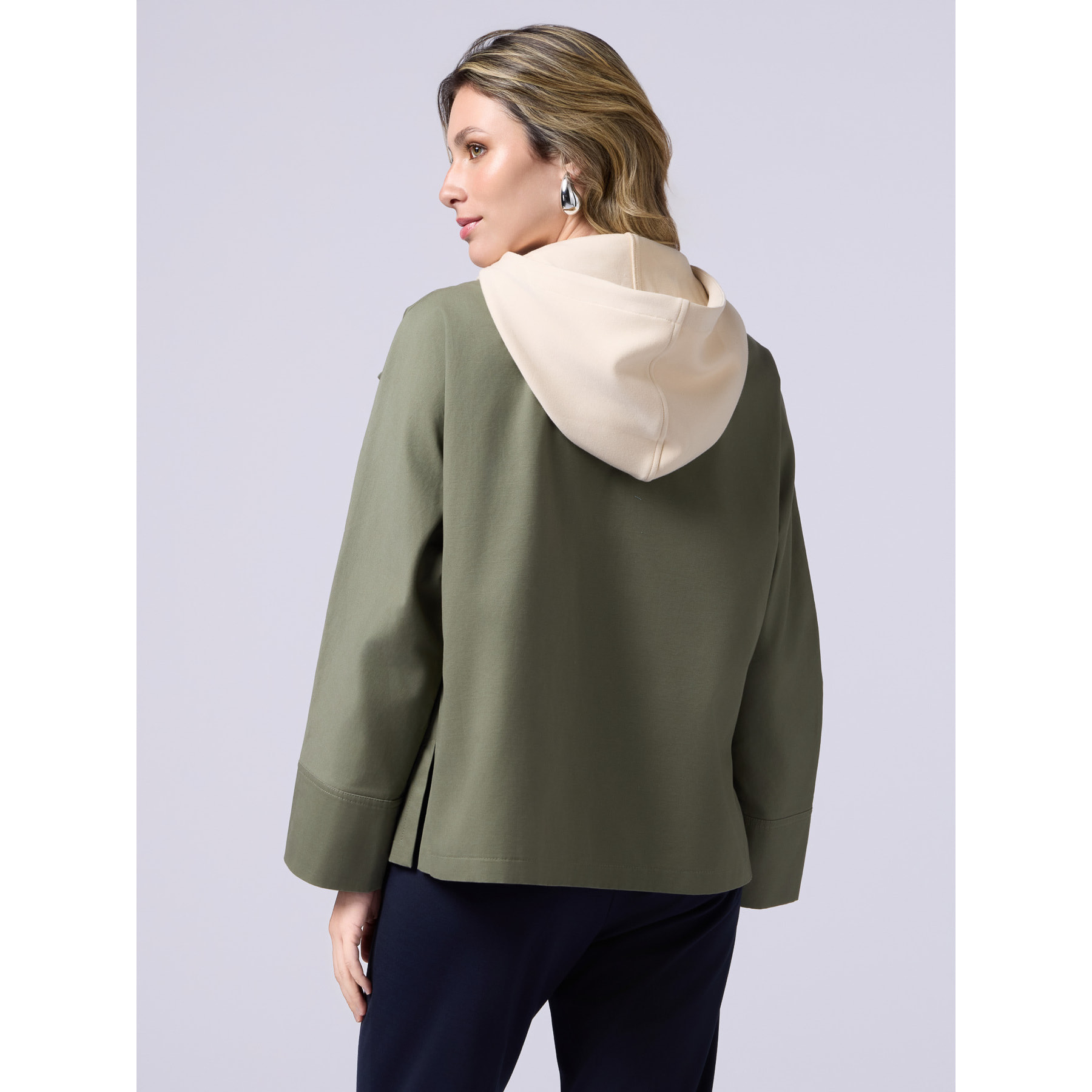 Oltre - Giubbotto in cotone con parti in felpa - Verde militare