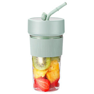 Frullatore portatile multifunzione K5 da 350 ml con 6 lame in acciaio, sicurezza tramite doppio clic e batteria ricaricabile.