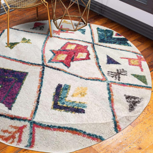 Tapis Mevo crème et multicolore motif traditionnel berbère