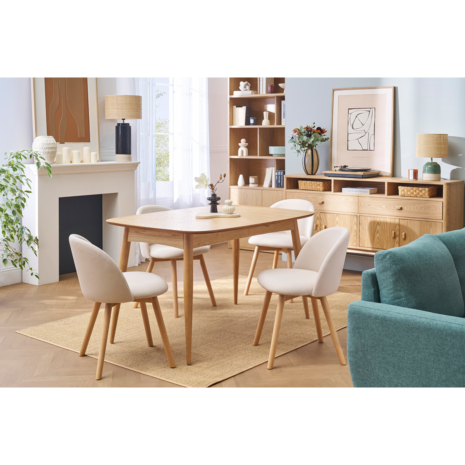 Chaises scandinaves en tissu gris clair et bois clair massif (lot de 2) CELESTE