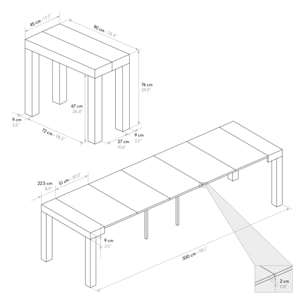 Consolle allungabile VIAREGGIO effetto olmo perla 90×45 cm – 90×300
