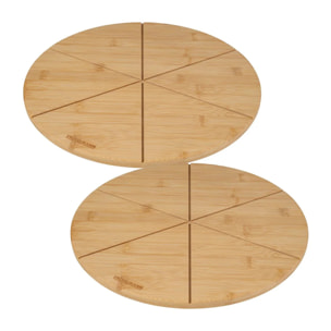 Ensemble de 2 Planches à pizza avec rainures de coupe, Ø 32 cm