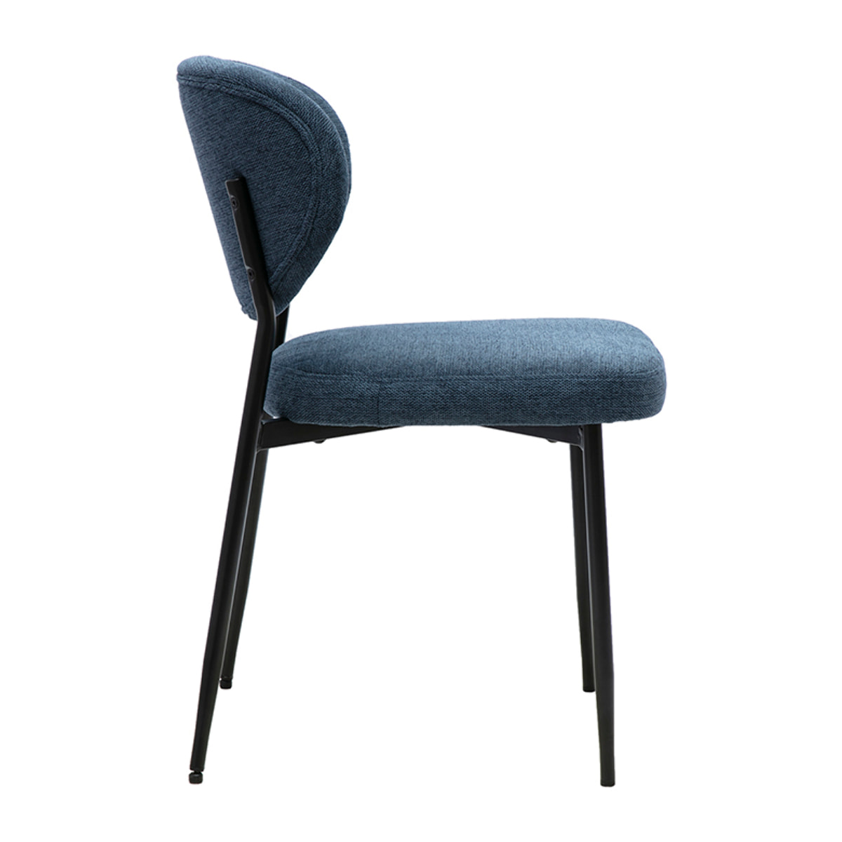 Chaises en tissu effet velours texturé bleu foncé et métal noir (lot de 2) BREKA