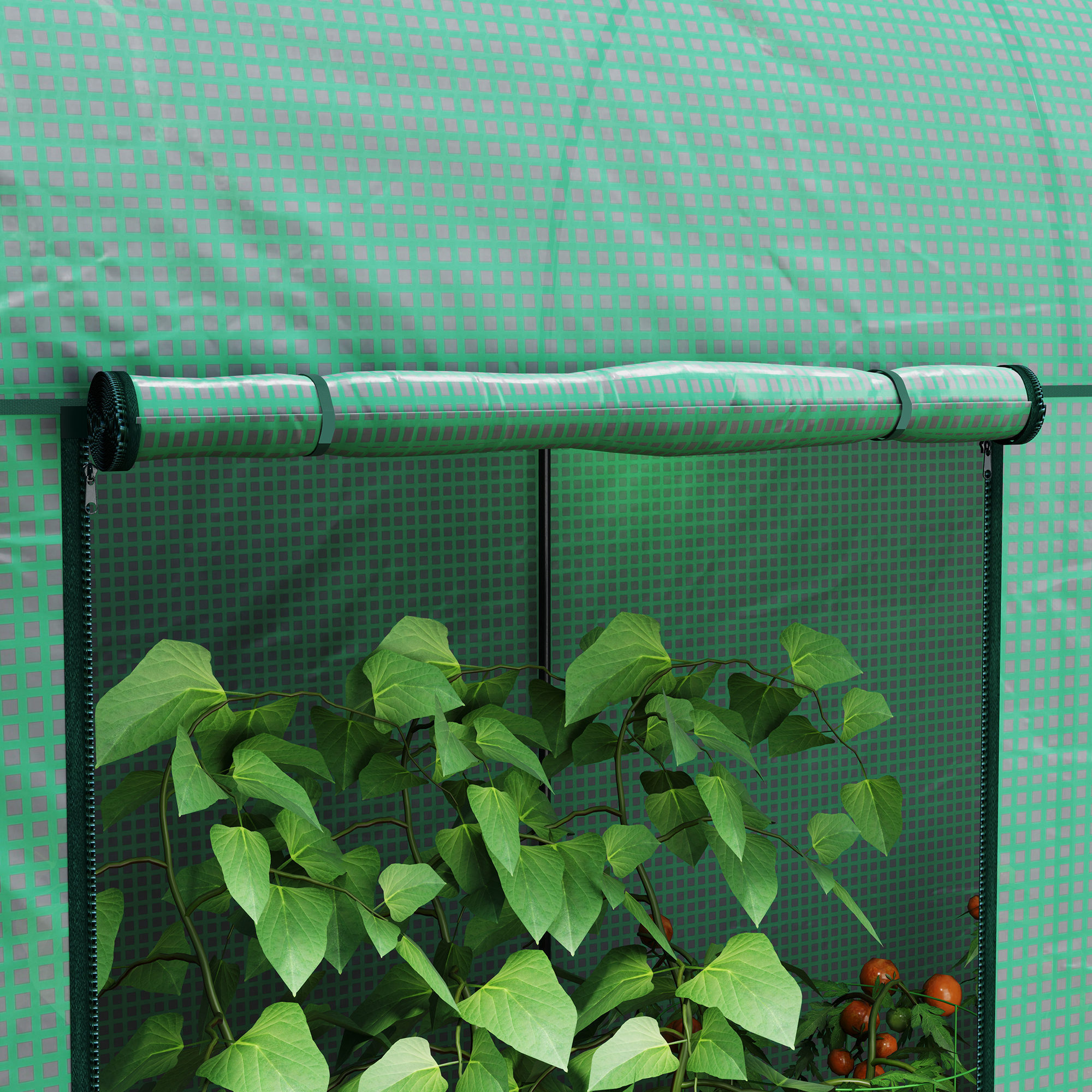 Invernadero de Exterior Invernadero de Jardín con 2 Puertas Enrollables con Cremallera Marco de Acero y Cubierta de PE 140g/m² Anti-UV Impermeable para Plantas Flores 200x100x178 cm Verde