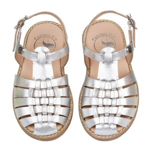 Cangrejera Elegante Piel Natural. Hebilla