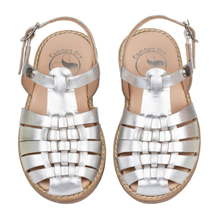 Cangrejera Elegante Piel Natural. Hebilla