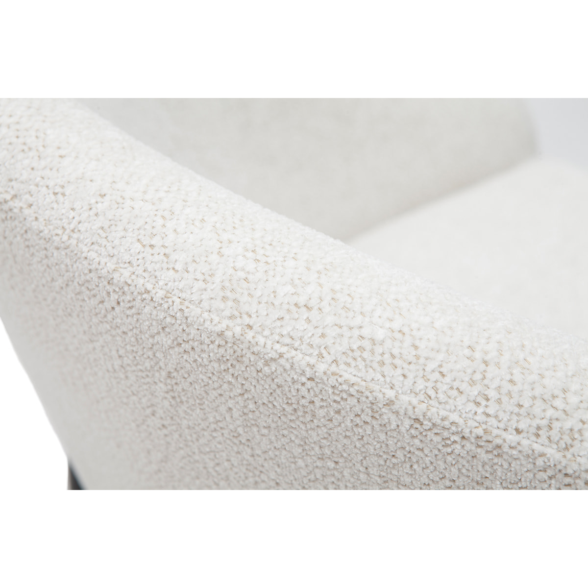 Chaise design en tissu velours chenille blanc cassé et métal noir JENNA