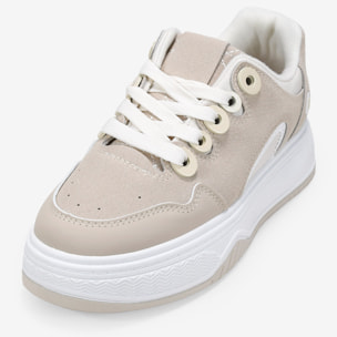 Zapatillas beige de skate con cordones y plataforma