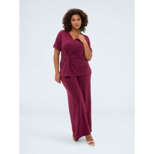Fiorella Rubino - Pantalones Wide Leg de punto - Burgundy