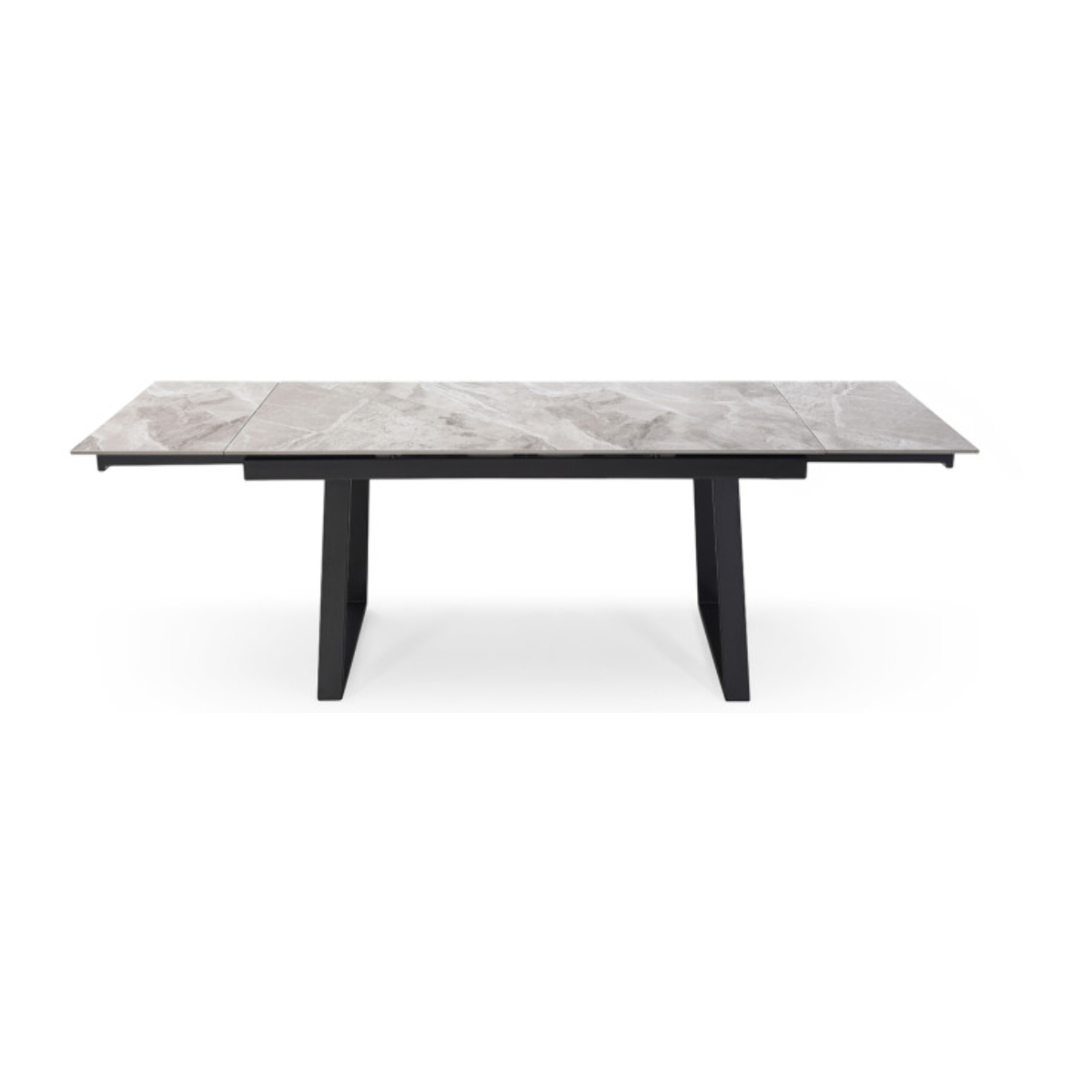 Table extensible céramique gris marbré 180/260 cm - 8 piètements - UNIK