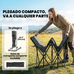 Cama Plegable Camping con Colchón Extraíble Cama de Acampada Portátil Extra Ancha 80 cm Tela Oxford 600D con Reposacabezas Bolsa Transporte Bolsillo Carga 200 kg para Playa Senderismo Negro