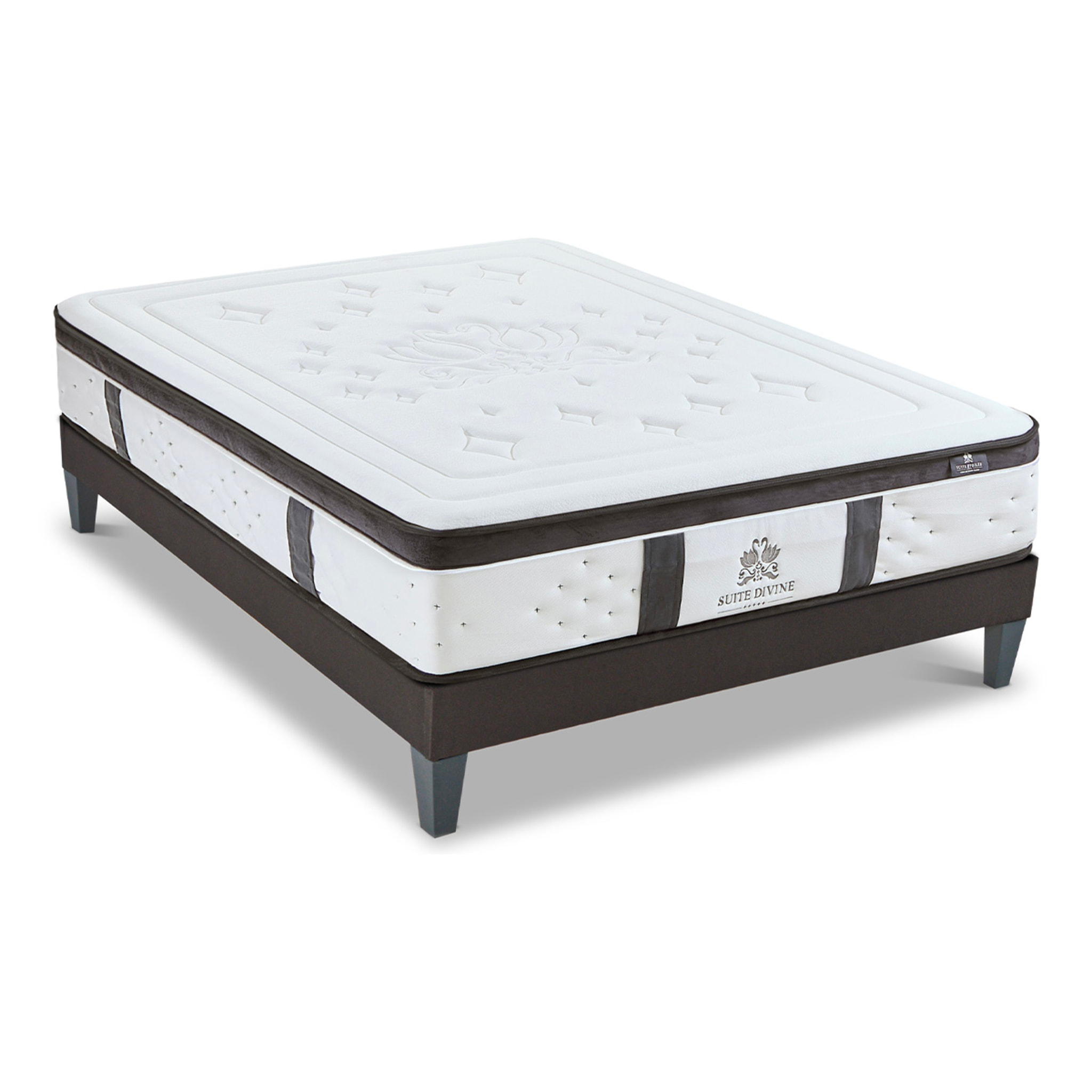 Ensemble Matelas Suite Divine & Sommier KIT15, 32 cm, Mémoire de Forme et Mousse Hypersoft, Technologie Tri-Lattes, Soutien Ferme
