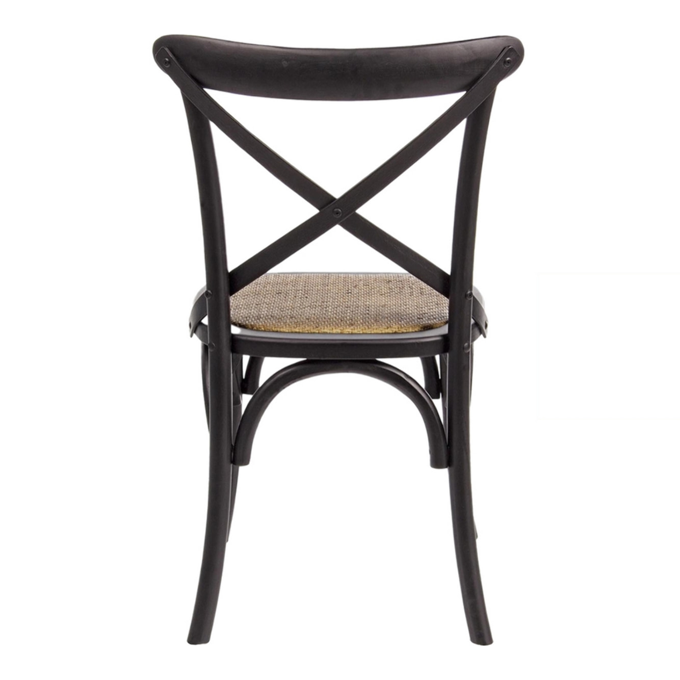 Sedie bistrot o sala da pranzo in legno nero e rattan - Cross