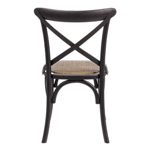 Sedie bistrot o sala da pranzo in legno nero e rattan - Cross