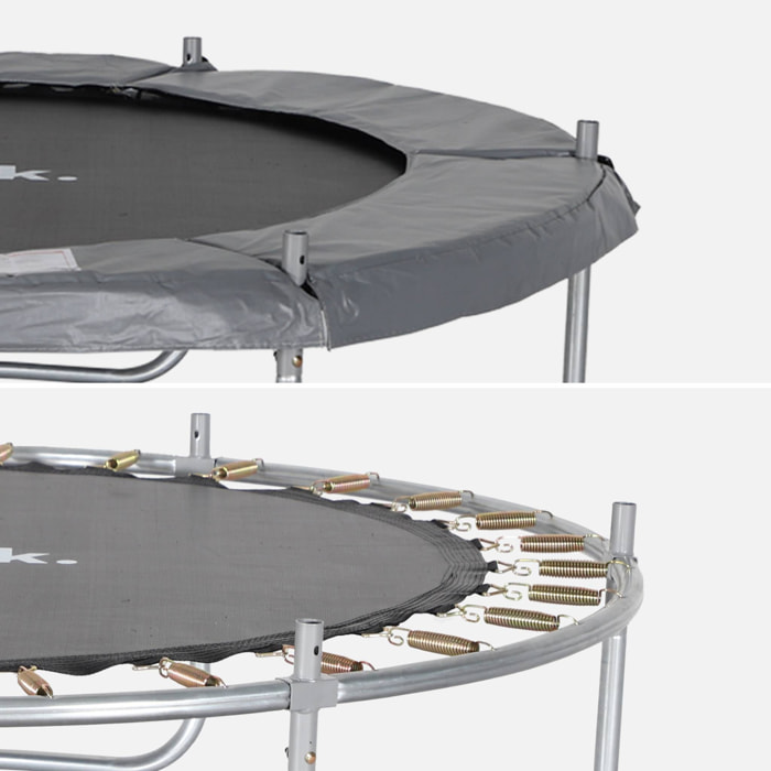 Trampoline rond Ø 180cm gris avec son filet de protection - Cassiopée - Trampoline de jardin 2m| Qualité PRO. | Normes EU.