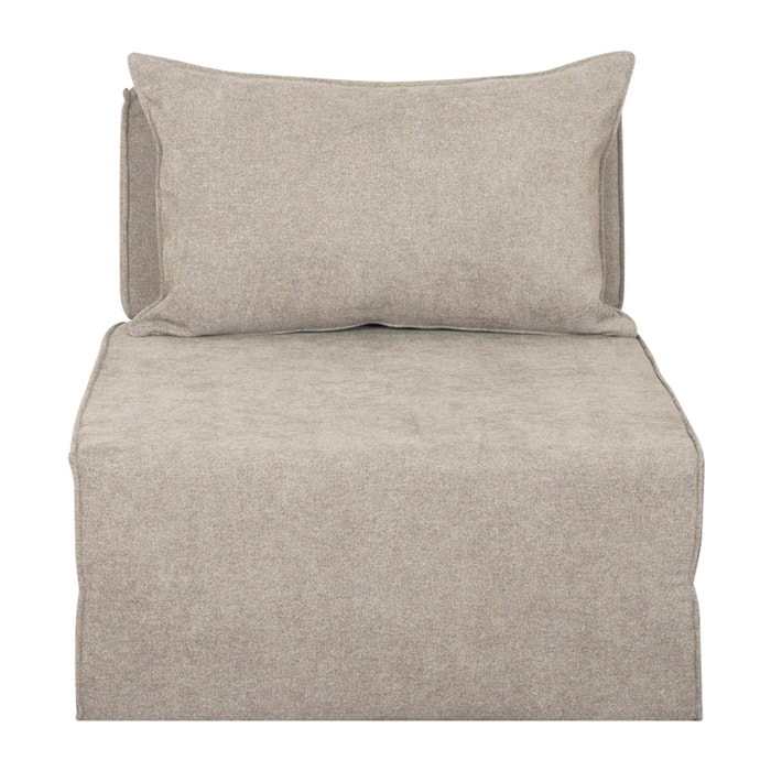 Chauffeuse 1 place convertible en tissu effet velours taupe VICTOR