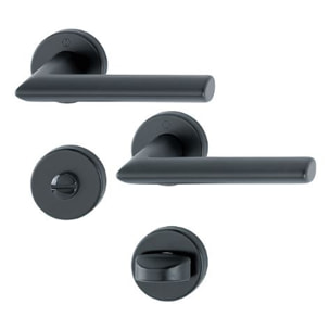Paire de béquilles sur rosace Stockholm HOPPE 1140/42K/42KS Noir mat - Bec de cane condamnation - 11705218