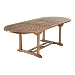 MAEVA - Table de jardin 8/10 personnes - table ovale extensible 180/240x100cm en bois teck huilé