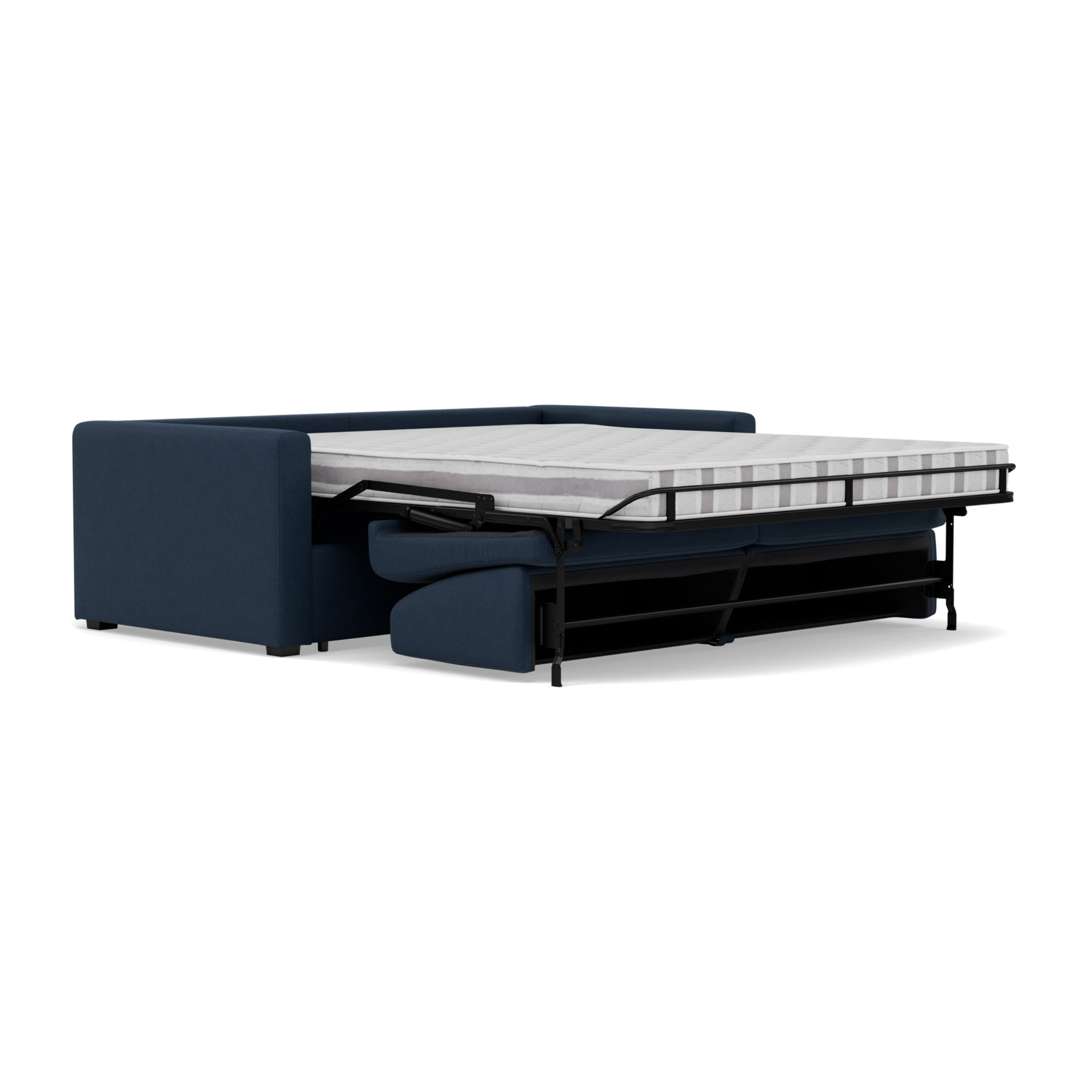 Julia - canapé 3 places convertible couchage quotidien matelas 14 cm en tissu - Bleu marine