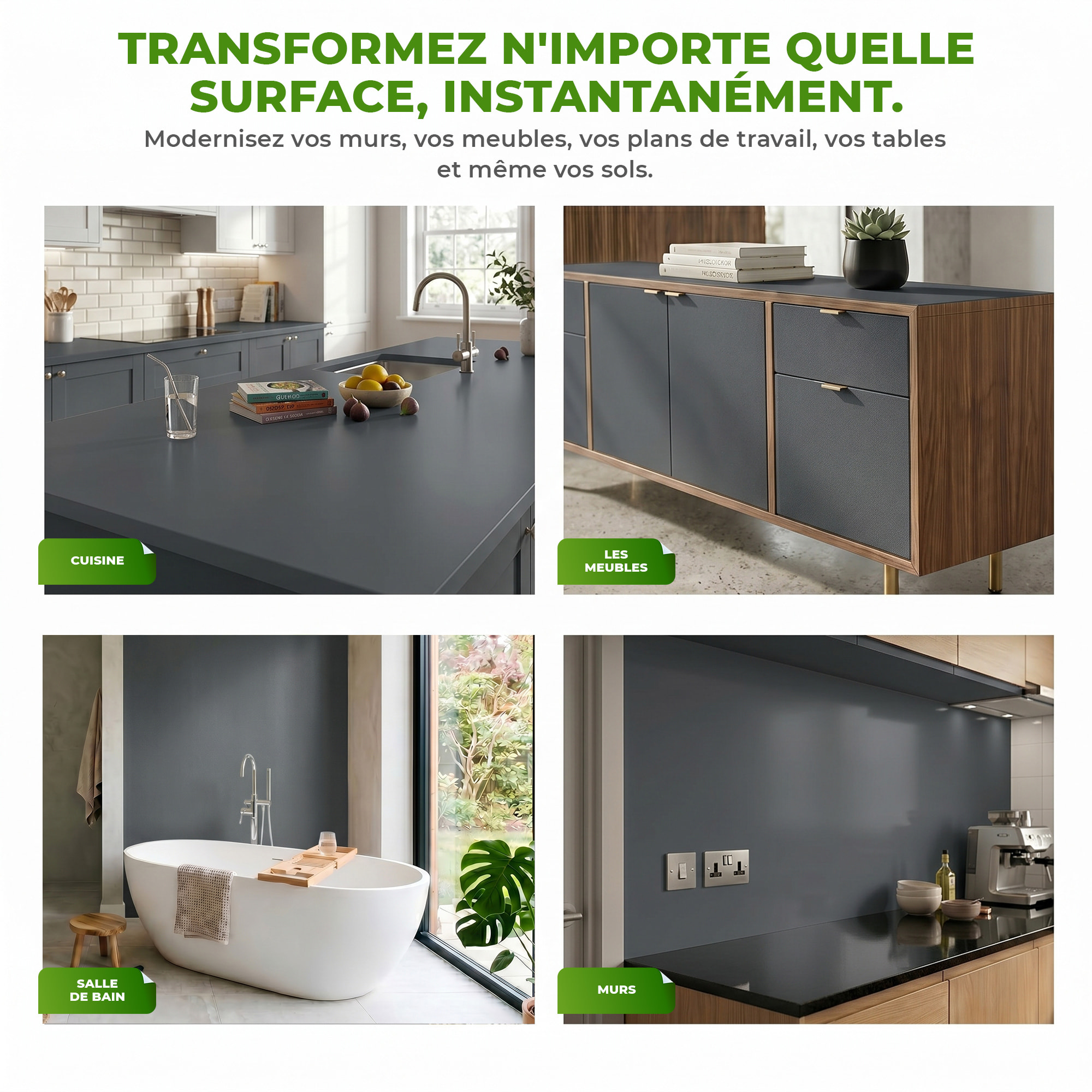 Rouleau adhésif décoratif Vinyle au Mètre - Gris tempete - Sticker Lavable Imperméable Mur Cuisine Meubles