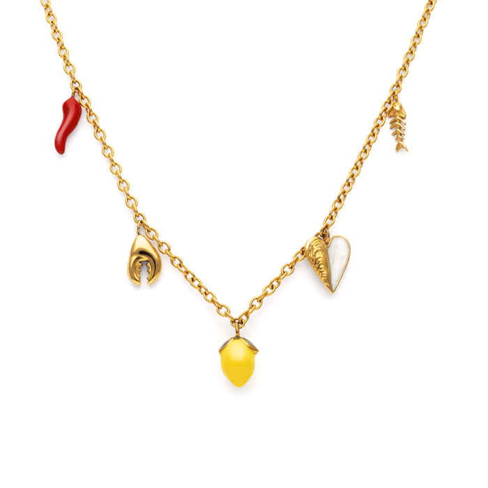 Collana Multicharm Aperitivo Marino Acciao Placcato Oro