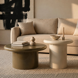Table d'appoint laquée blanche en MDF, D50 cm - Apoline