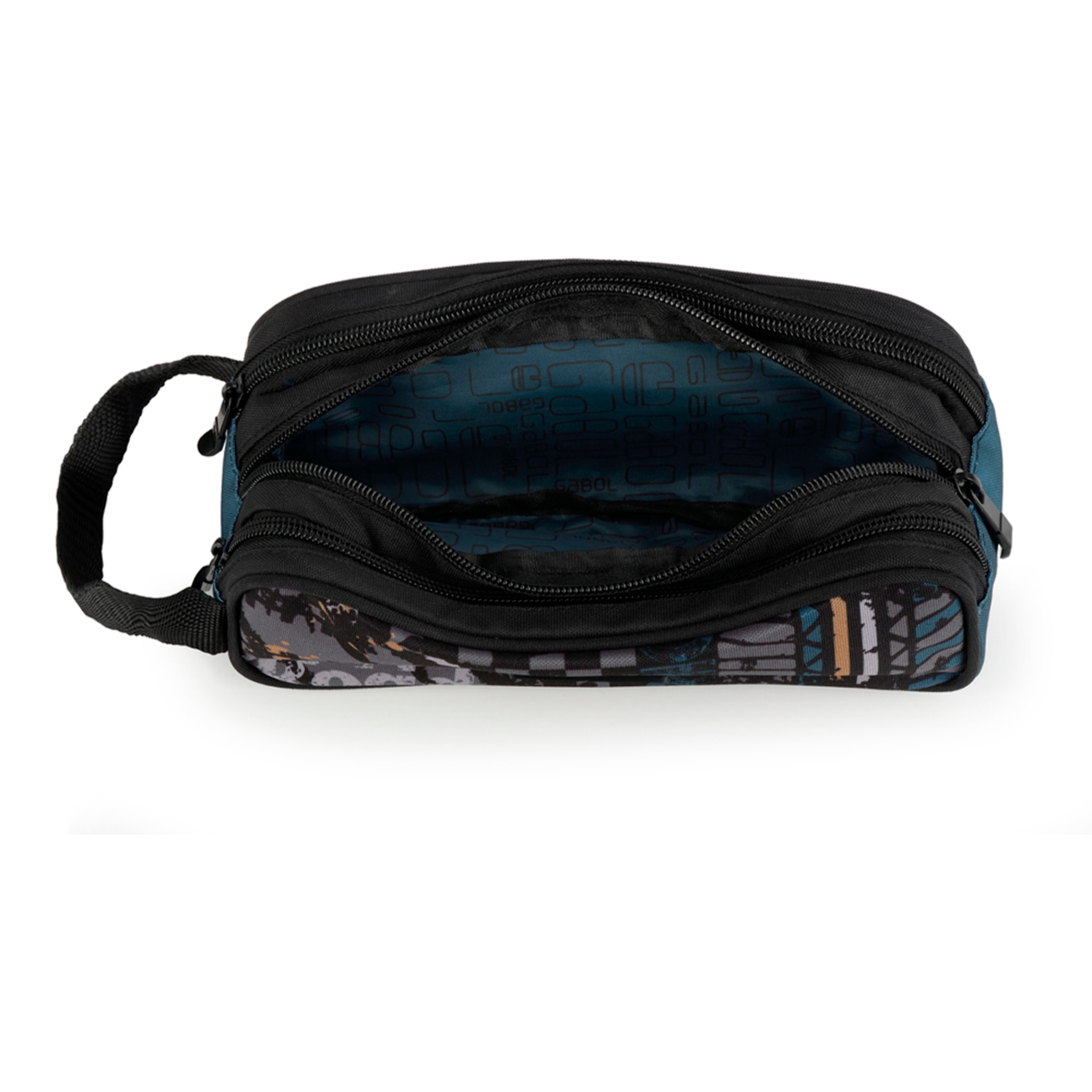 Estuche triple Gabol ROAD azul y negro y resistente al agua