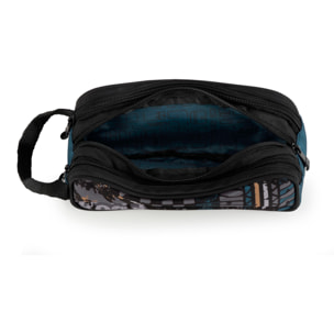 Estuche triple Gabol ROAD azul y negro y resistente al agua