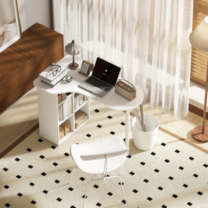Bureau design - bureau forme organique compacte dim. 100 x 59 cm - 6 niches - acier MDF blanc