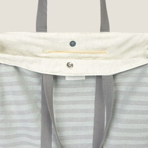 Bolso de playa de algodón con rayas Luribol color gris 100% Algodón