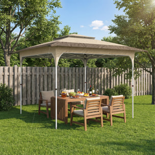 Carpa Plegable 3,5x3,5 m, Pop-up, Cenador Pabellón de Jardín con Doble Techo, Cierre Central, UPF50+, Altura Ajustable de 3 Niveles y Bolsa de Transporte, Gazebo para Fiestas, Exterior, Caqui