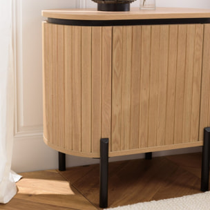 CHARLIE - Table de chevet bois 1 porte style rétro pin marron