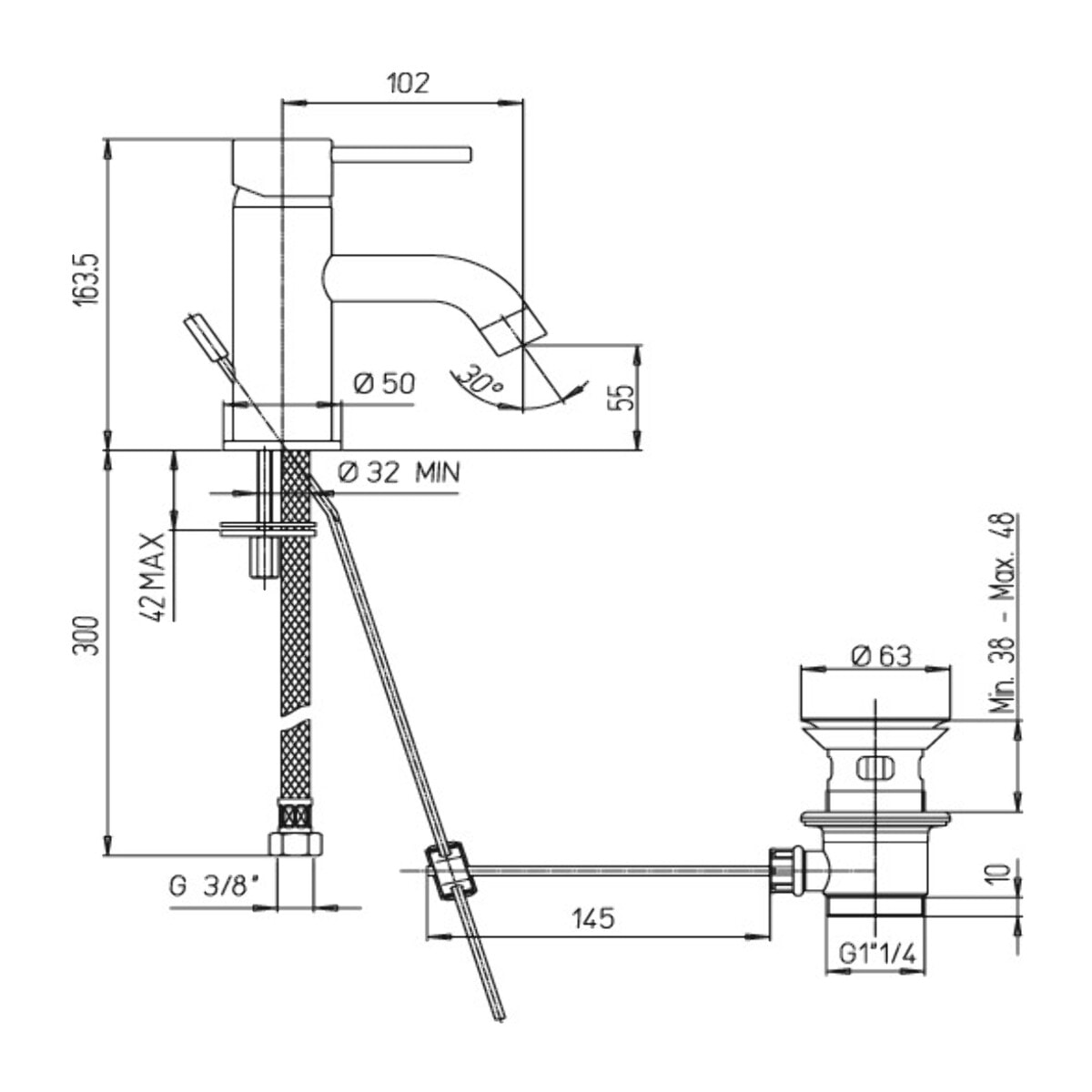 PAINI Mitigeur lavabo Cox L Chrome