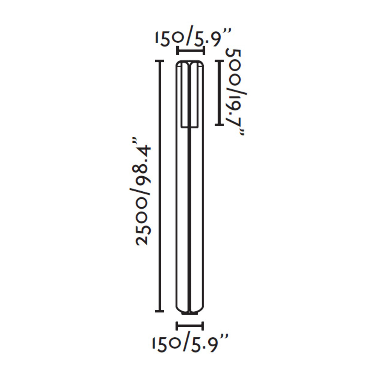 BU-OH 2500 Lampione grigio scuro