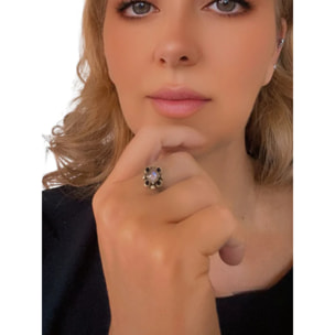 Conjunto de anillos mix cristal SW rosa-azul
