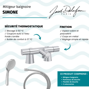 Mitigeur baignoire Simone + pommeau de douche Awaken + flexible de douche métal + colonnettes
