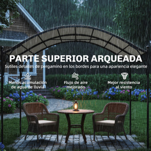 Pérgola de Jardín 3x3 m, Cenador de Jardín con Techo Arqueado, Dosel UV30+ y Estructura de Metal Galvanizado, Pabellón para Exterior, Patio, Terraza, Blanco Crema