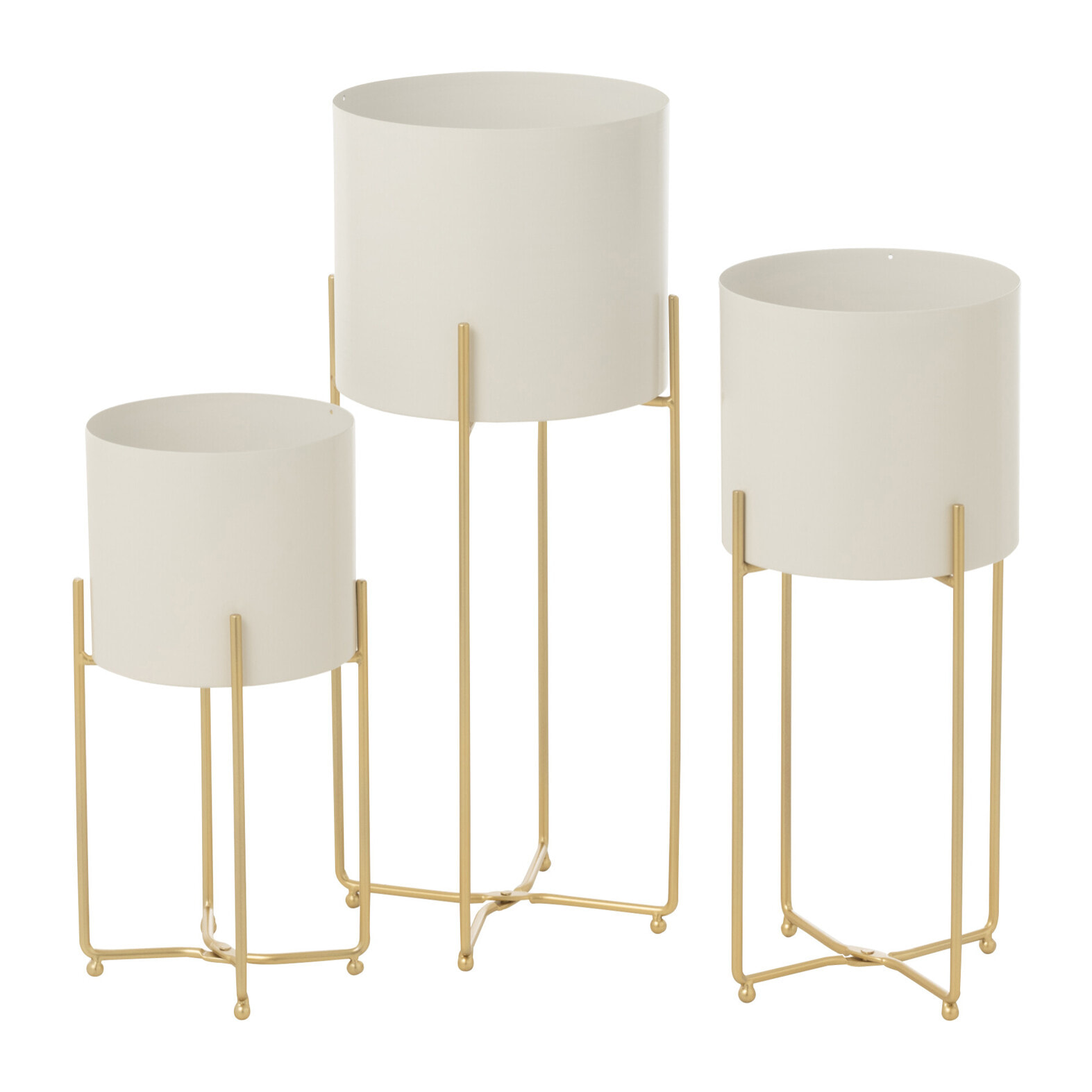 J-Line cache-pot Rond - acier - or/blanc - set de 3