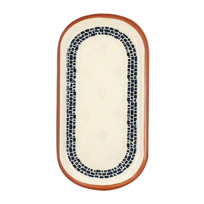 Assiette de présentation ovale en faïence blanche AMATXI