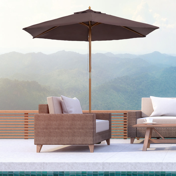 Sombrilla Tejido de Poliester y Madera Ø2,5x2,25m Cafá©