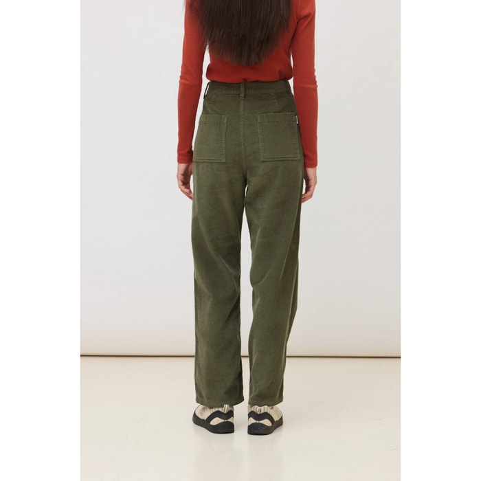 PANTALÓN STRAIGHT MUJER CORD OLIVE GREEN